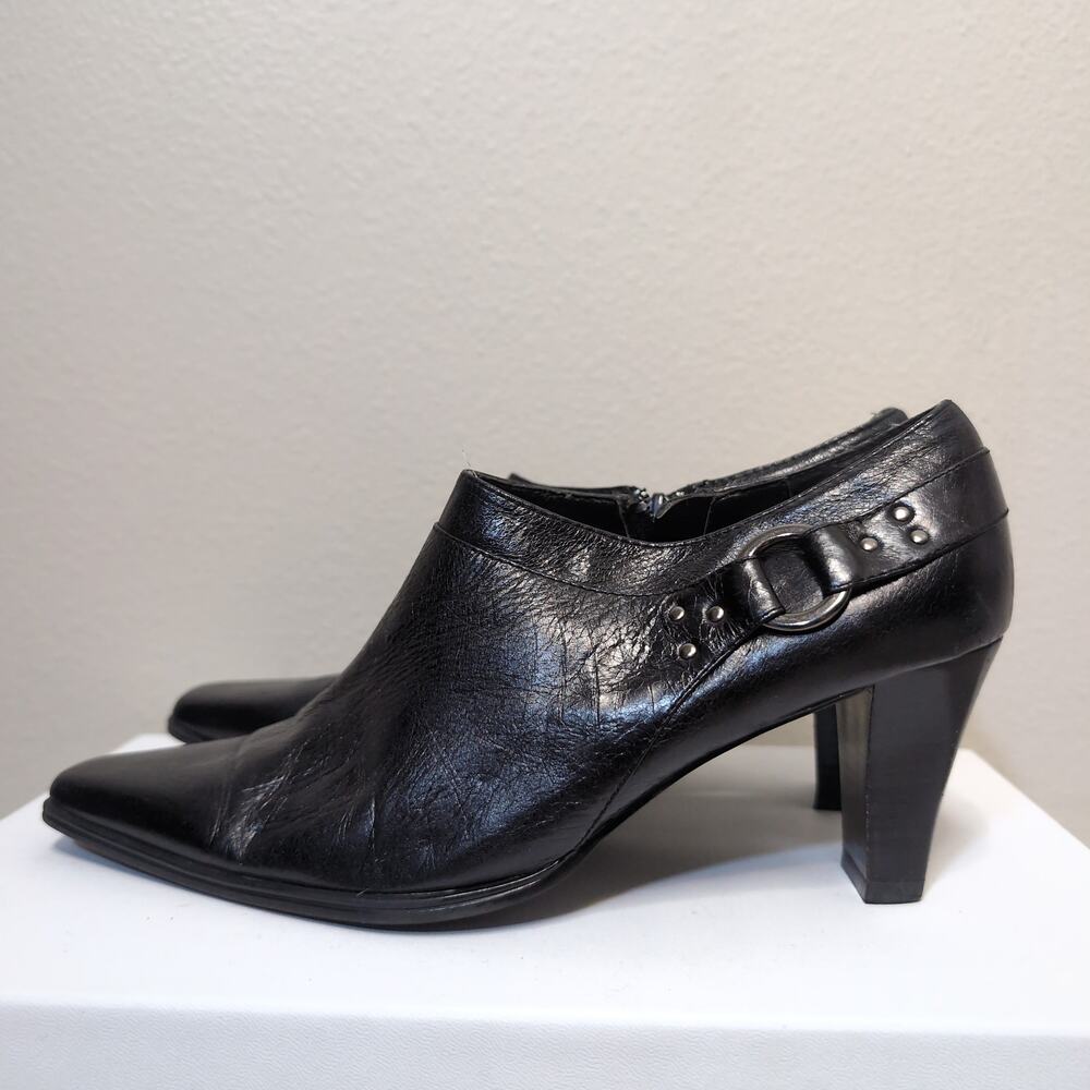 Black Leather Ankle Y2k Boots